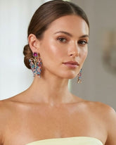 Multi Crystal Butterfly Drop Earrings