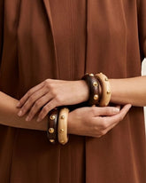 Brown And Ivory Wooden Chunky Bracelet