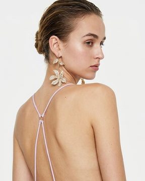 Rhinestone Petal Drop Earrings