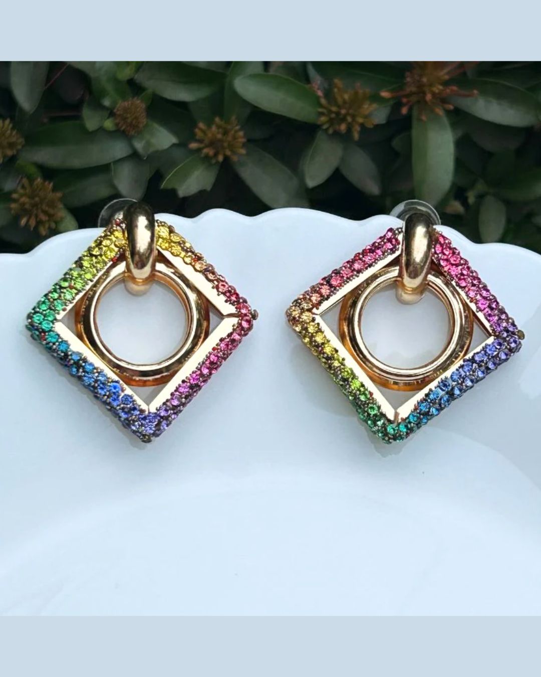 Bling Blogger Multicolor Rhombus Earrings