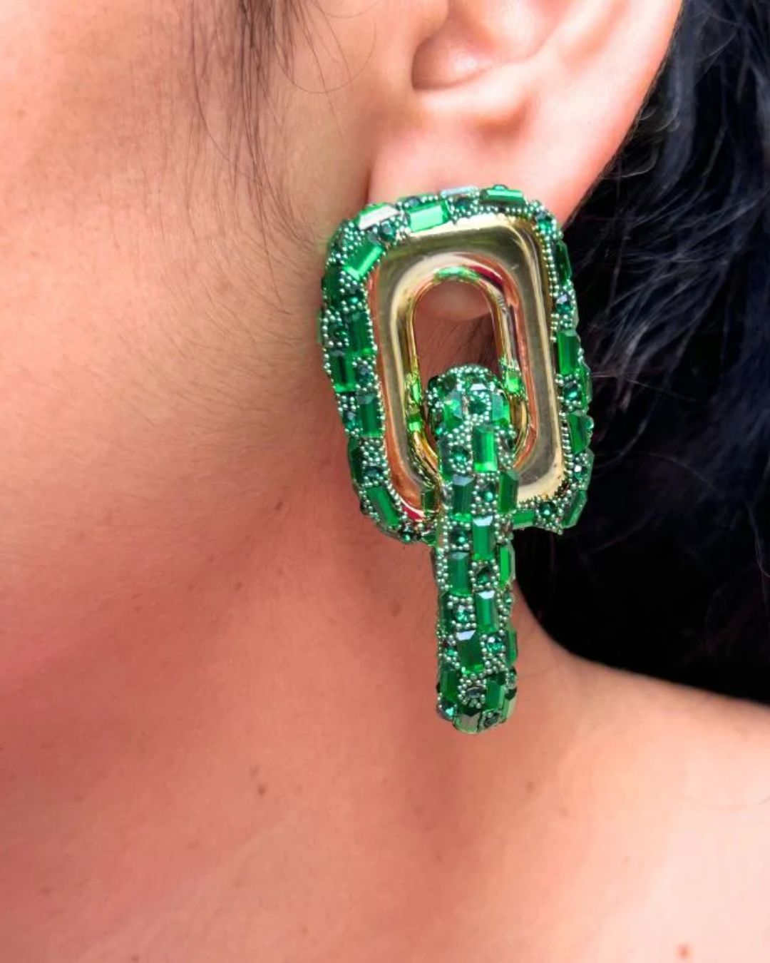 Bling Blogger Emerald Green Entangled Earrings
