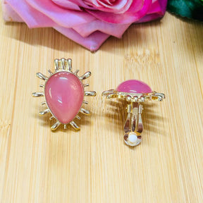 Sunburst Baby Pink Drop Stud Earrings