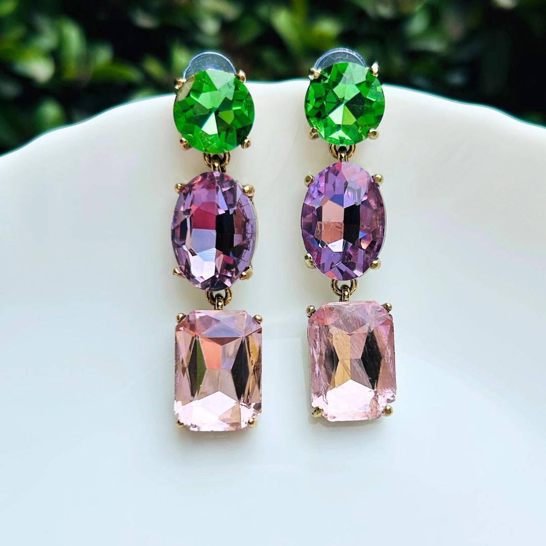 Multicolor Rhinestone Drop Earrings