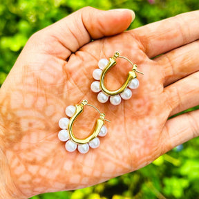 Pearl Golden Hoop Earrings