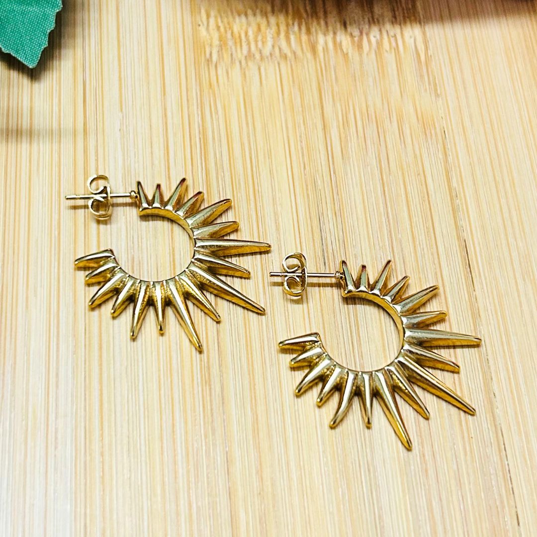 Spiked Golden Hoop Earrings