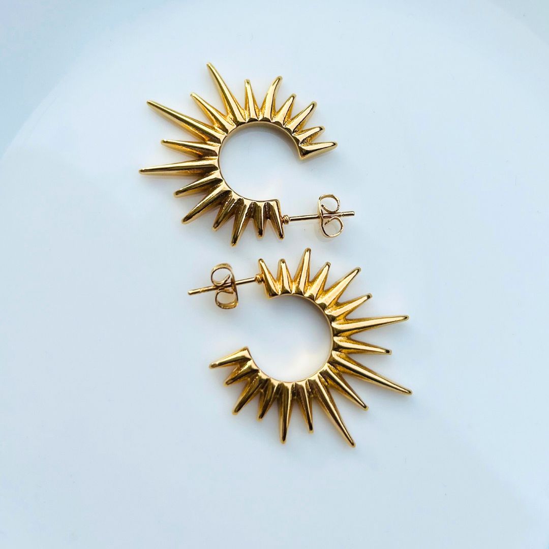 Spiked Golden Hoop Earrings