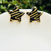Black And Golden Star Stud Earrings