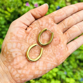 Oval Golden Hoop Earrings