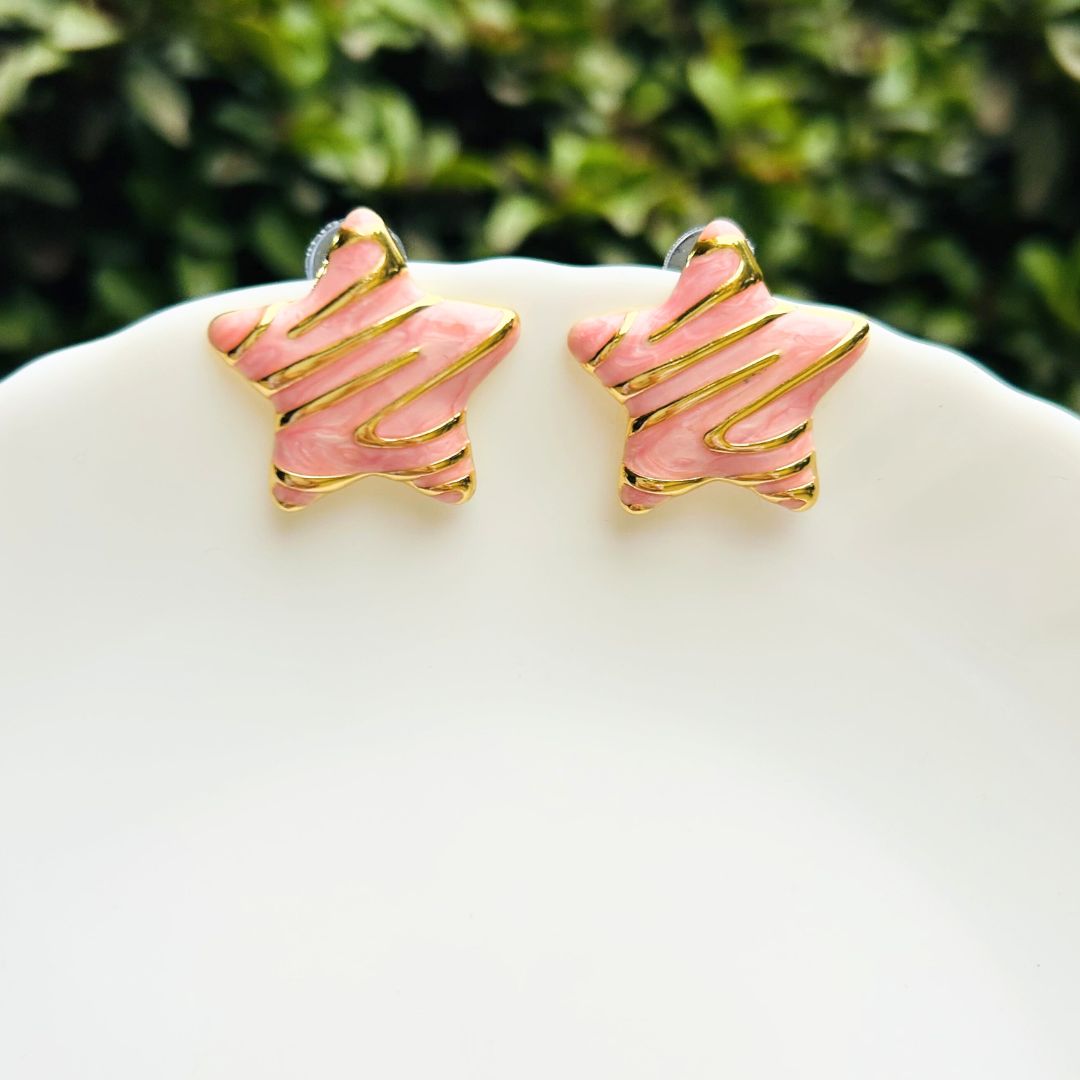 Baby Pink Star Stud Earrings