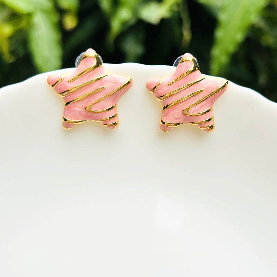 Baby Pink Star Stud Earrings