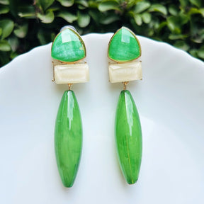 Green Gemstone Drop Earrings