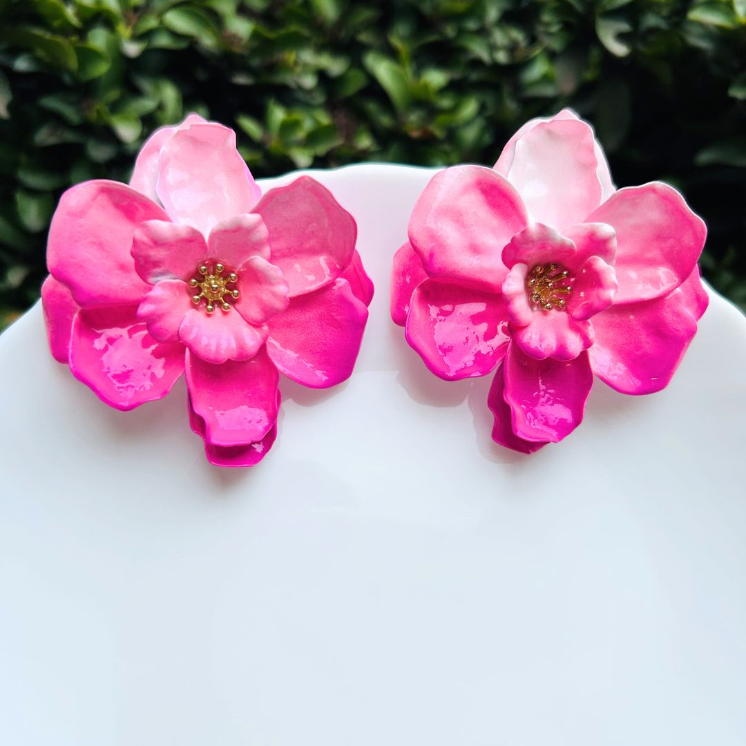 Rose Blossom Pink Stud Earrings
