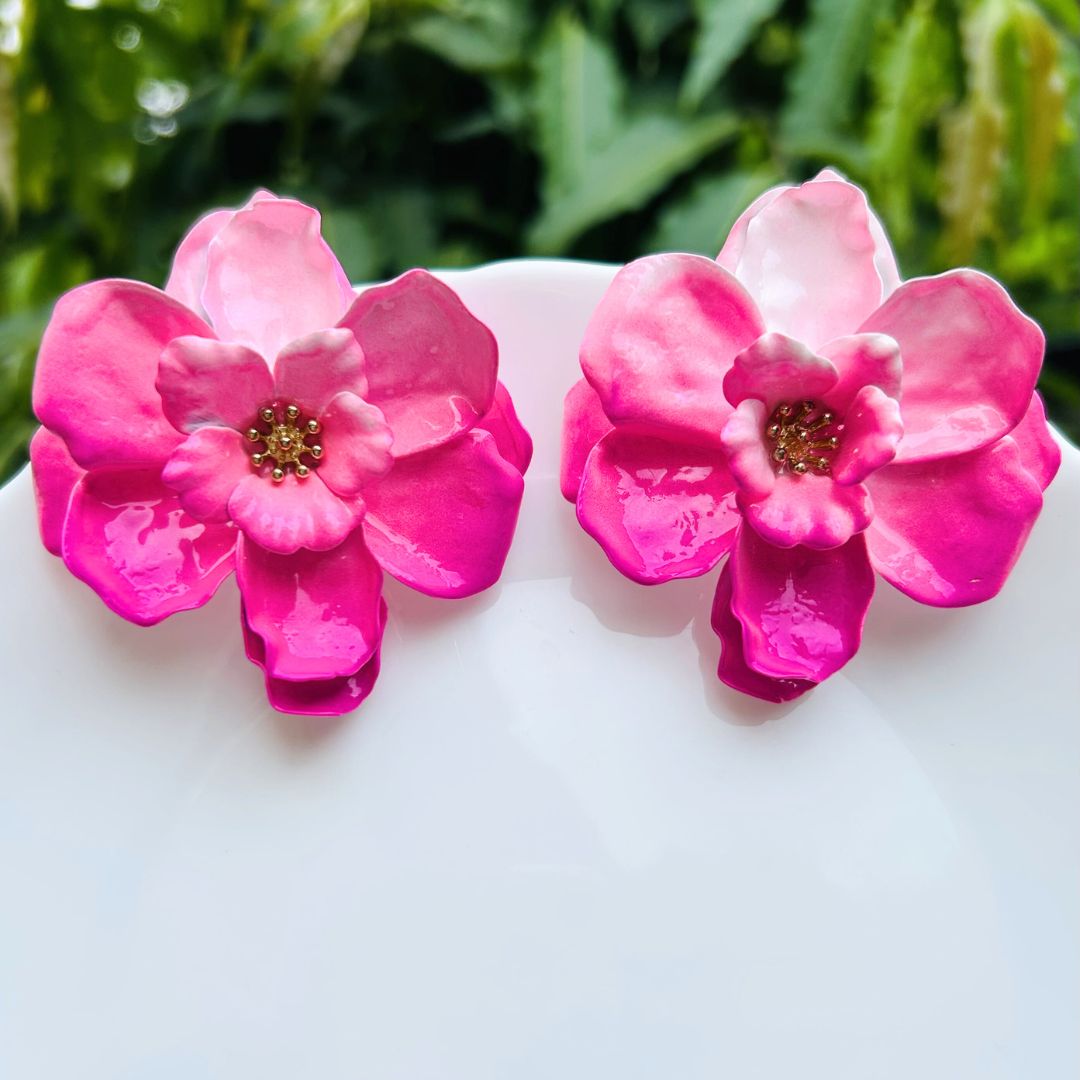 Rose Blossom Pink Stud Earrings