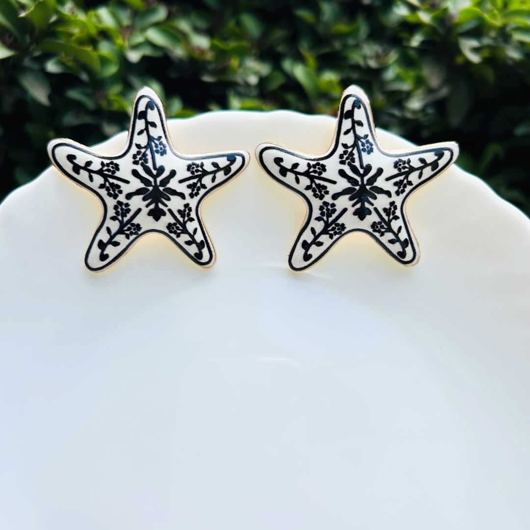 Floral Starfish Stud Earrings