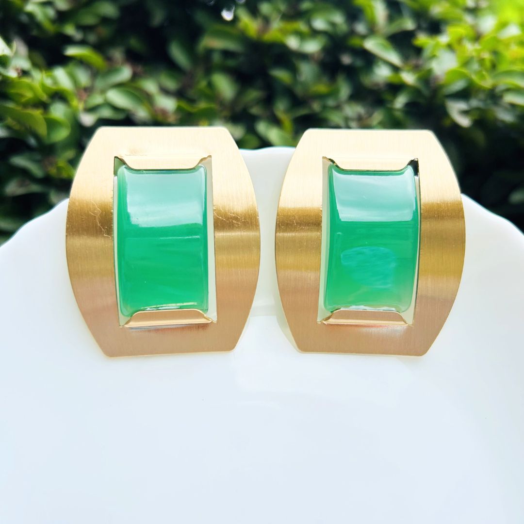 Green Gem Stud Earrings