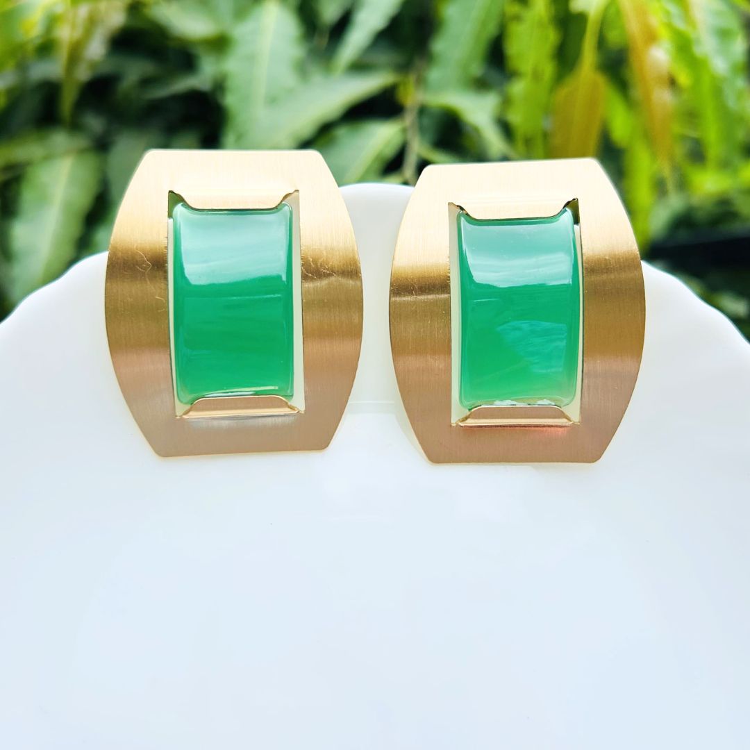Green Gem Stud Earrings