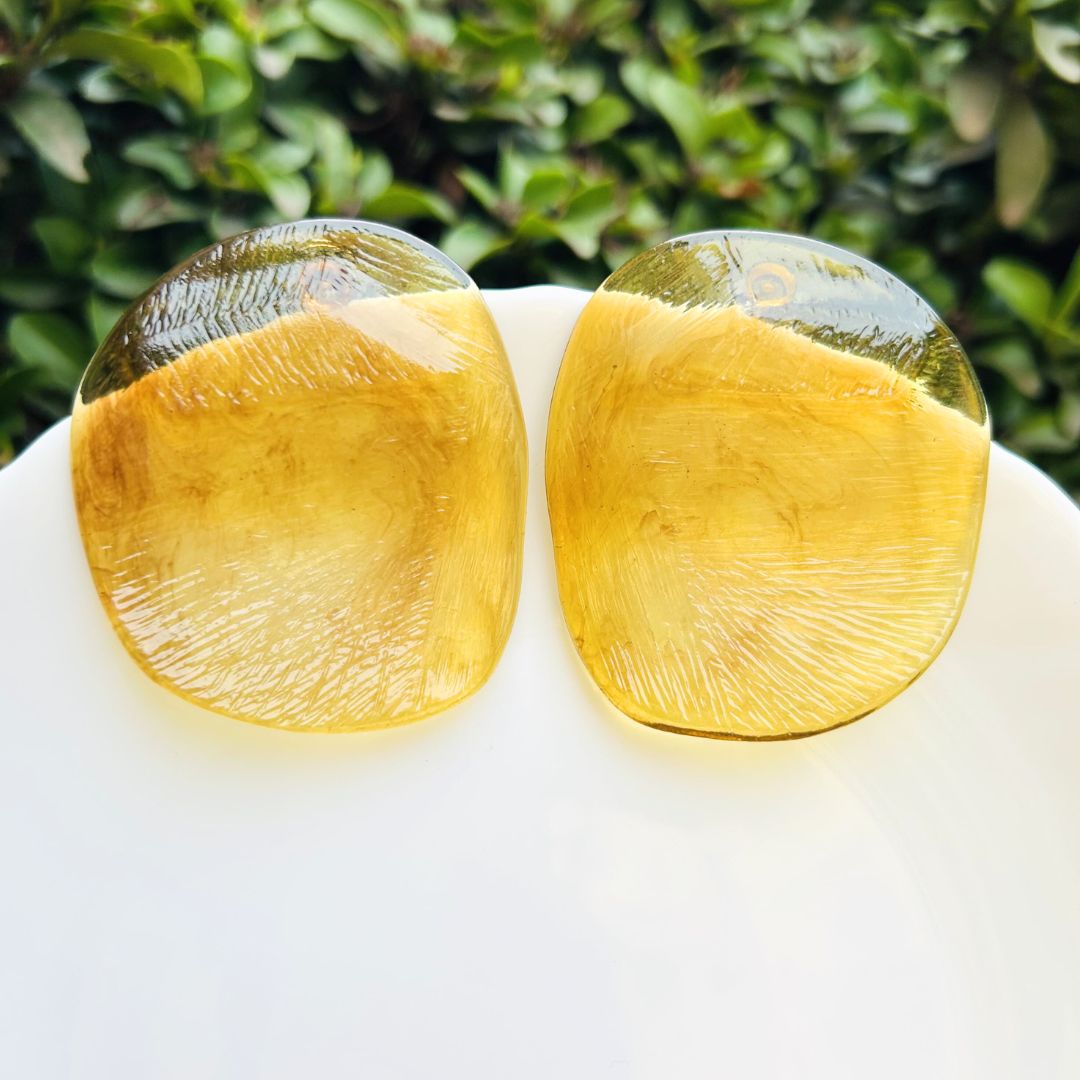 Brown Glossy Chips Stud Earrings