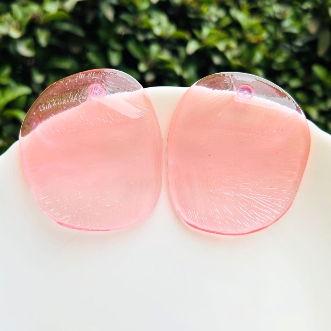 Pink Glossy Chips Stud Earrings