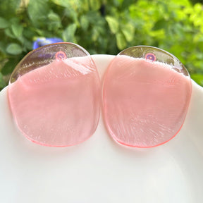 Pink Glossy Chips Stud Earrings