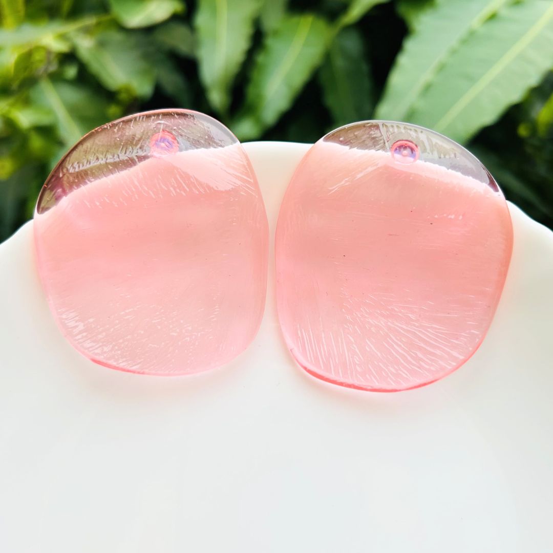 Pink Glossy Chips Stud Earrings