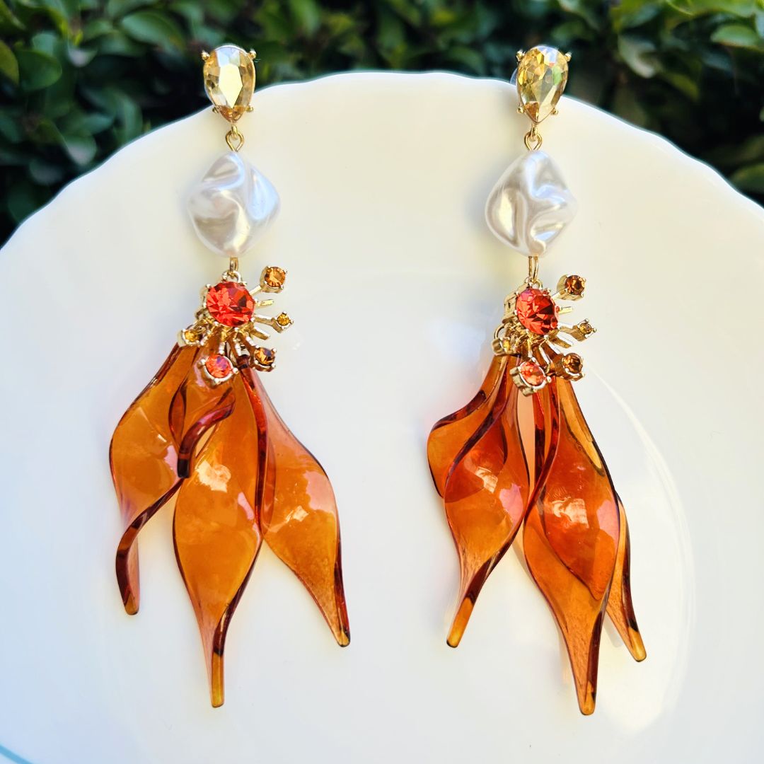 Amber Flames Drop Earrings
