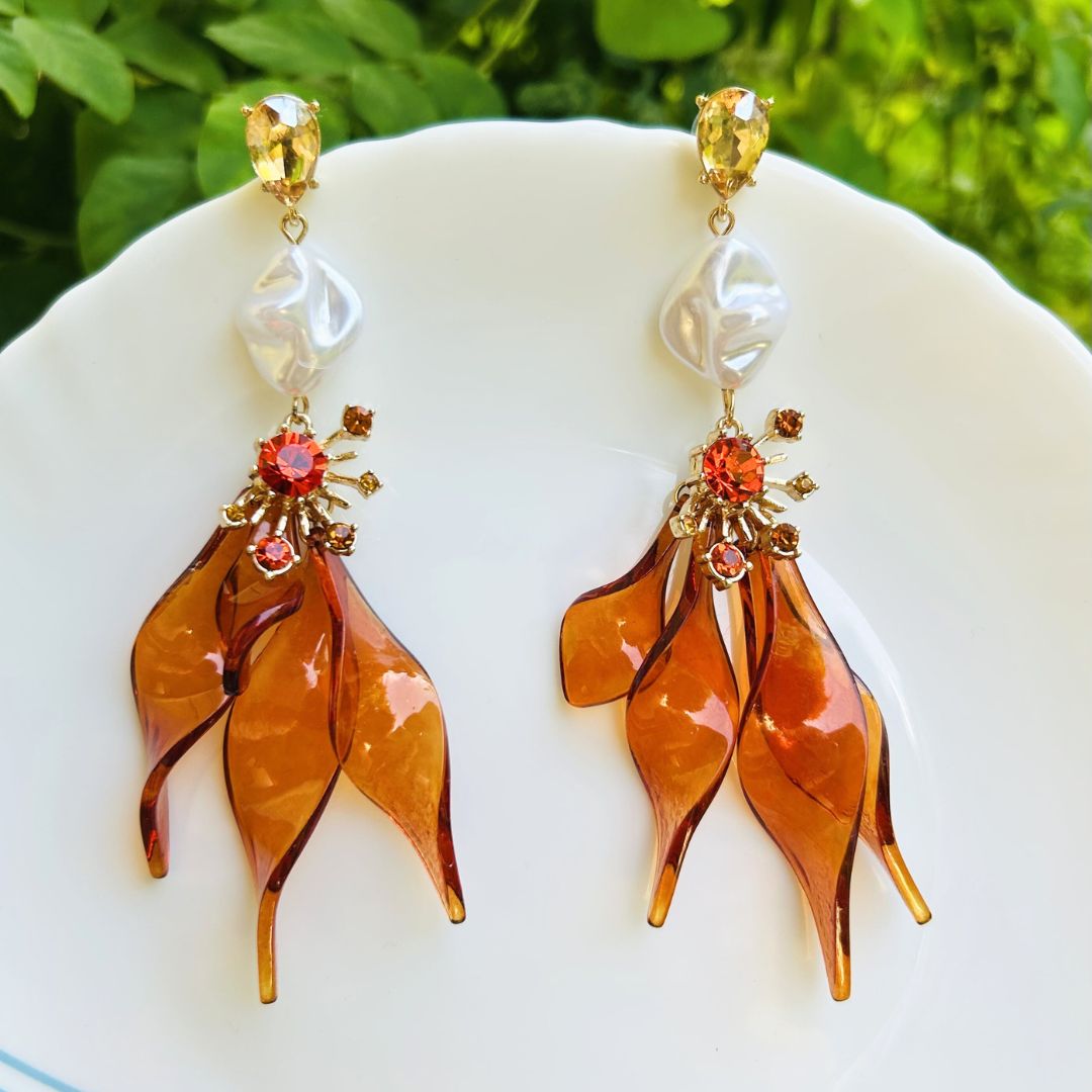 Amber Flames Drop Earrings