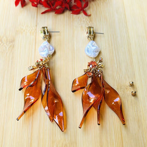 Amber Flames Drop Earrings