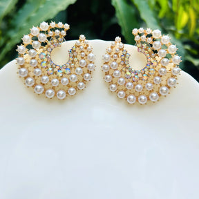 Moon Pearl Stud Earrings