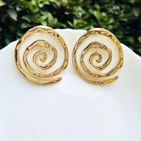 Golden Swirl Stud Earrings