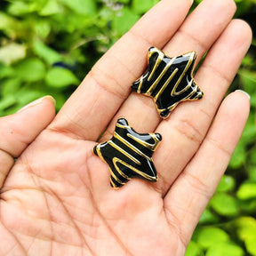 Black And Golden Star Stud Earrings