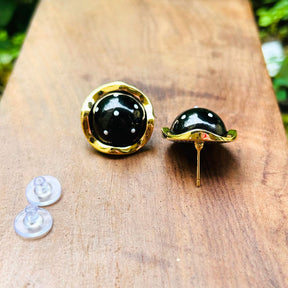 Black Polka Dot Stud Earrings