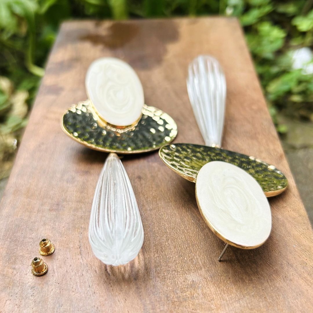 Ivory Gold Mist Drop Earrings
