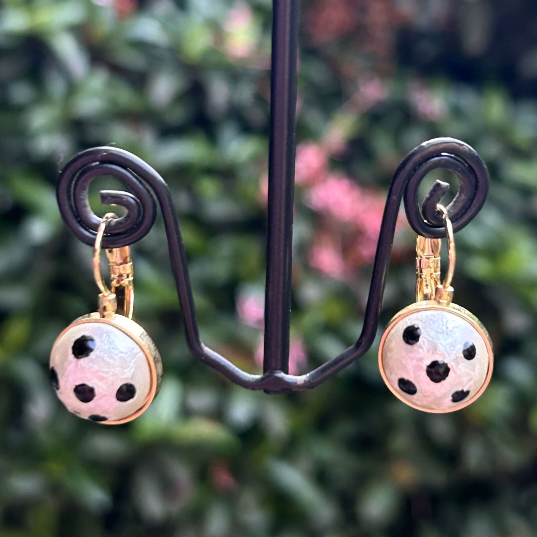 White Polka Dot Hoop Earrings