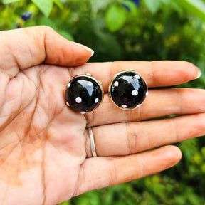 Black Polka Dot Stud Earrings