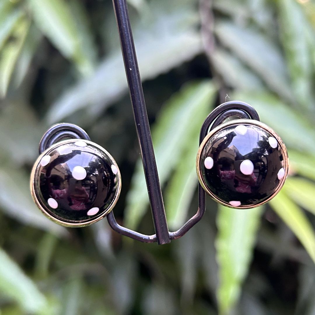 Black Polka Dot Stud Earrings