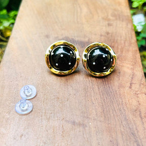 Black Polka Dot Stud Earrings