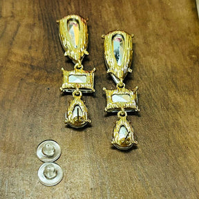 Silver Rhinestone Pear Drop Earrings