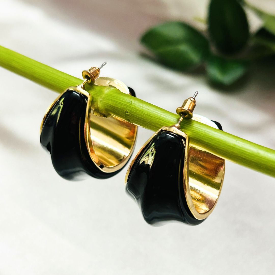 Black Golden Hoop Earrings