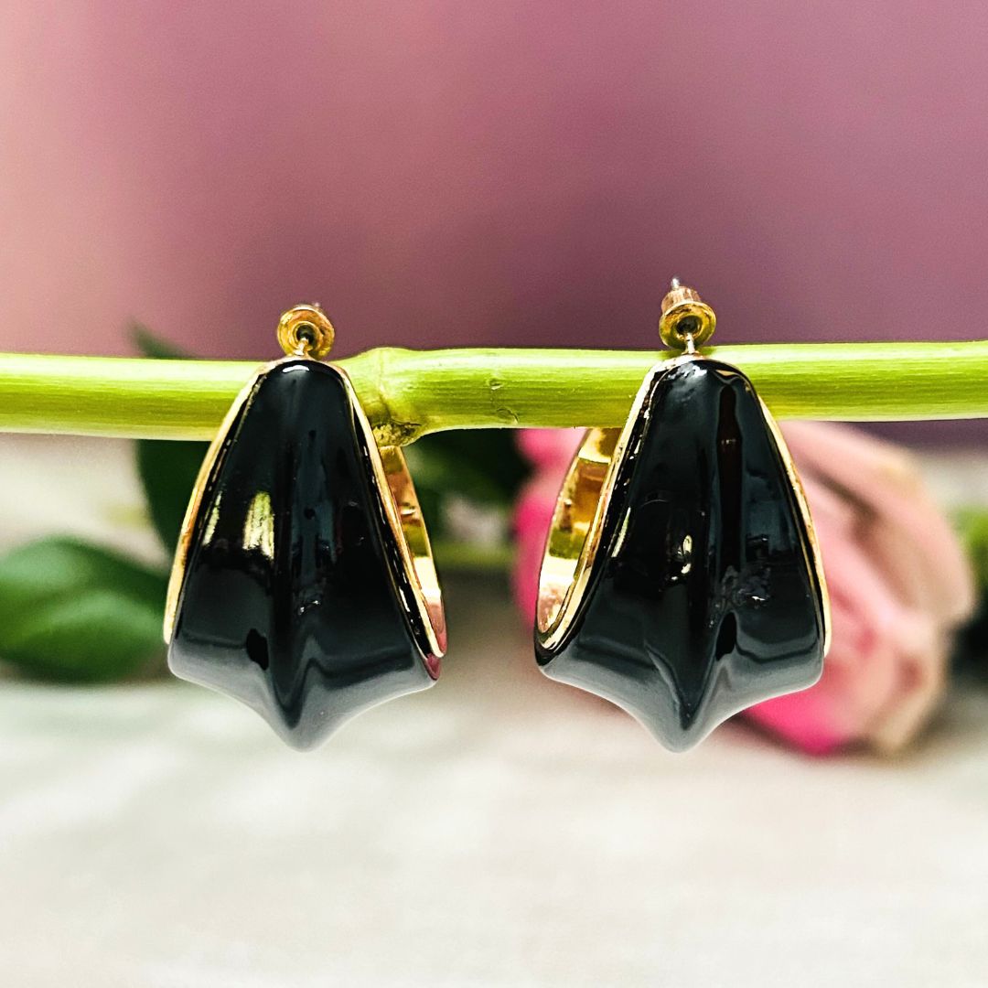 Black Golden Hoop Earrings