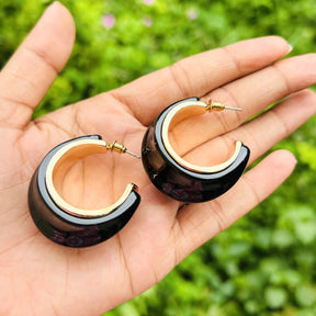 Black Golden Hoop Earrings
