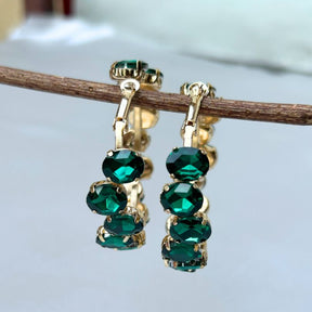 Bling Blogger Crystal Hoop Earrings - Green