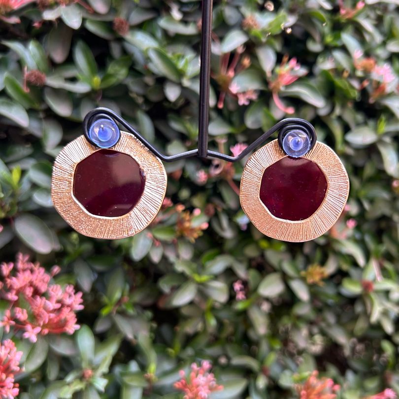 Statement Maroon Stud Earrings