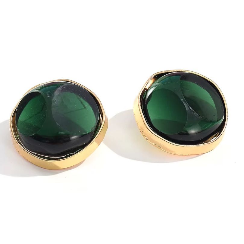 Statement Green Stud Earrings