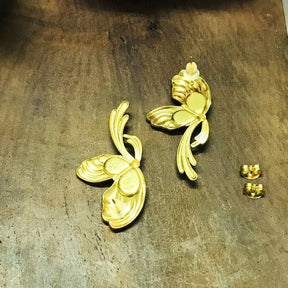 Butterfly Golden Pearl Stud Earrings