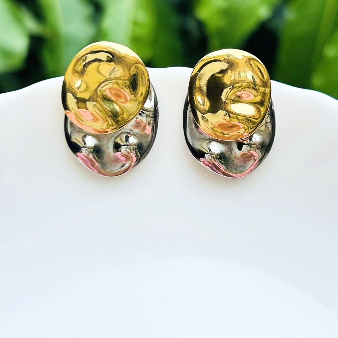 Two Toned  Stud Earrings
