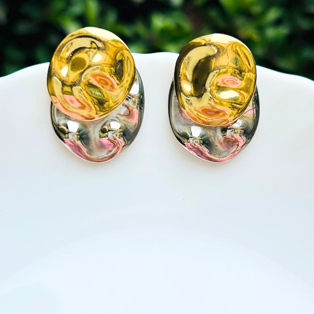 Two Toned  Stud Earrings