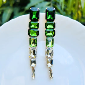 Green Rhinestone Drop Earrings