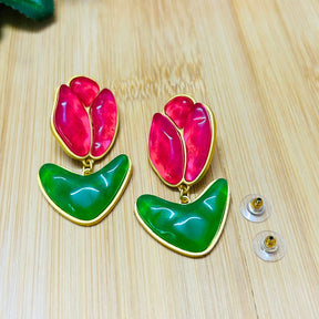 Rose Leaf Drop Earrings