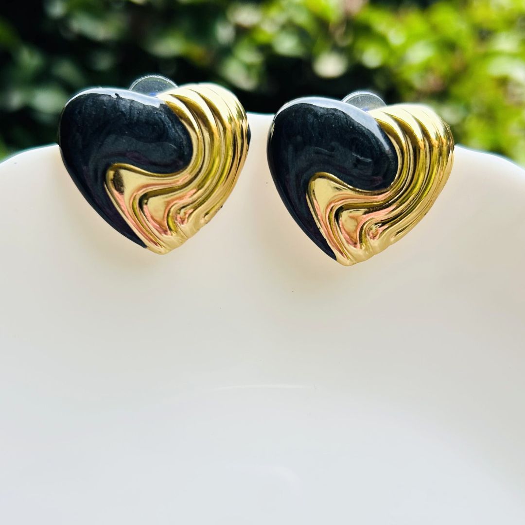 Candy Black Heart Stud Earrings