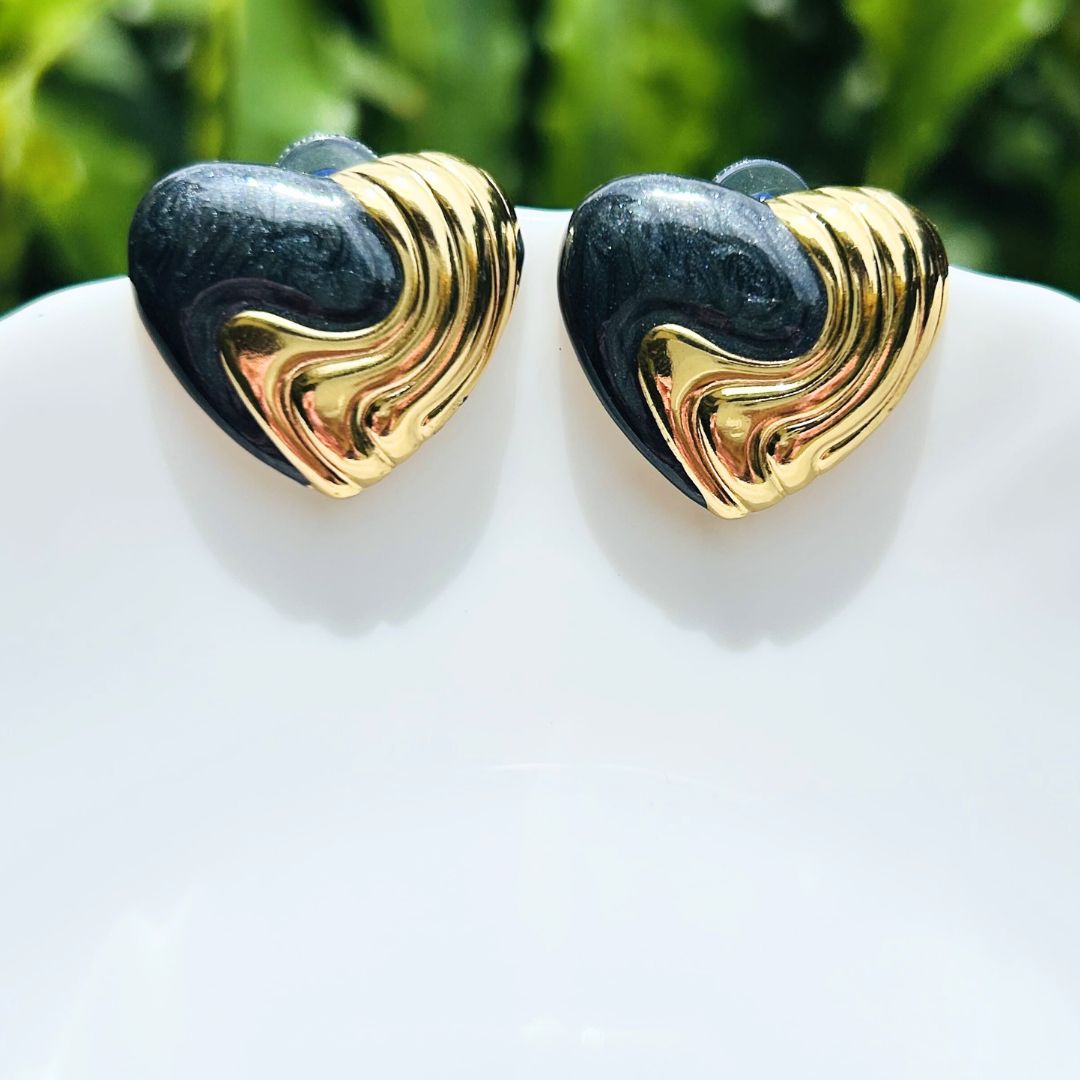 Candy Black Heart Stud Earrings